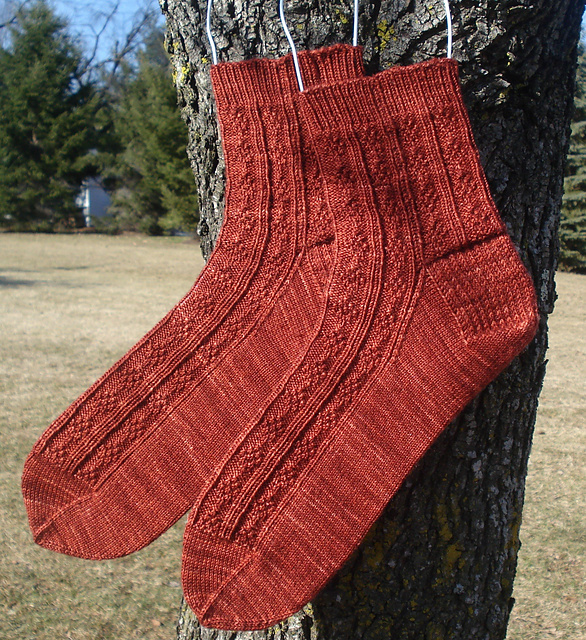 Diamond Rib Socks 2 at a time on 2 circs