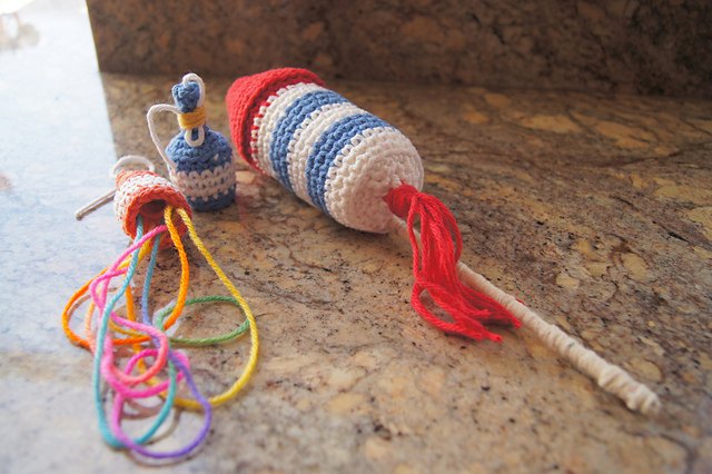 Crocheted Rocket and Party Poppers