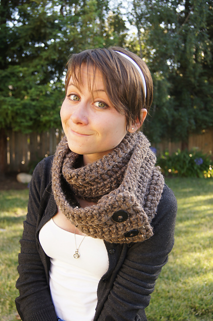 Crocheted Button - on Infinity Scarf