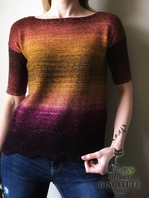 Ravelry: Metamorphic Tee pattern by Andrea Yetman