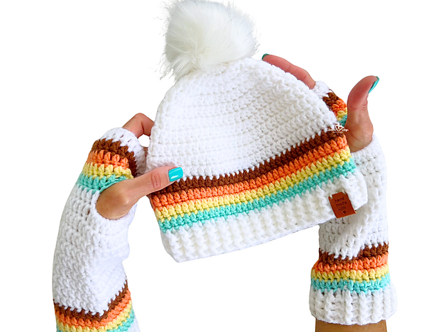 Retro Striped Pom Pom Beanie