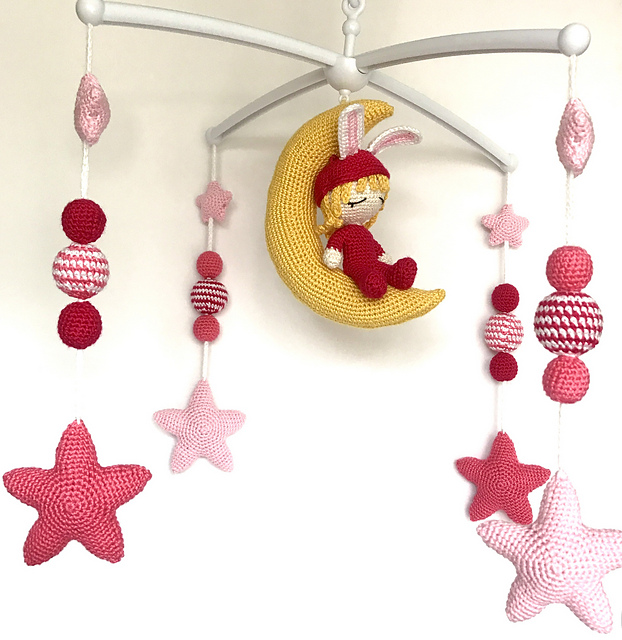 Moon and stars baby mobile