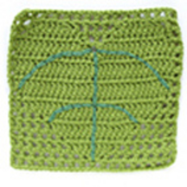 Crochet block: leaf