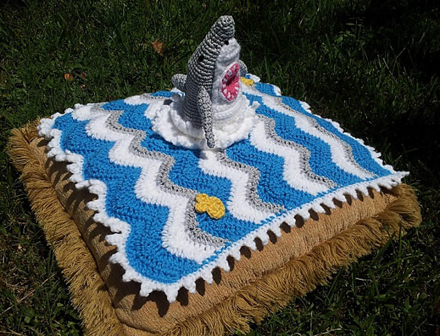 Shark Cuddle Blanket with Shark Tooth Trim