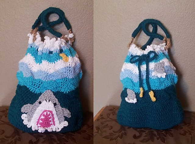 Colorful Kiddie Shark Beach Bag Tote