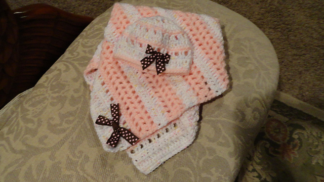 Preemie or Baby-Doll Hat & Blanket Set