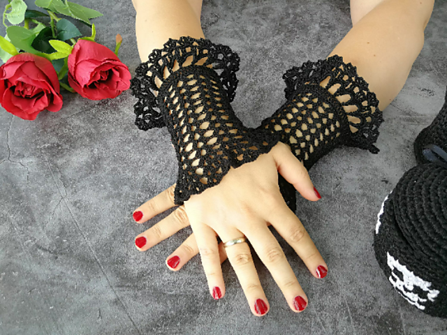 Fancy goth wrist cuffs