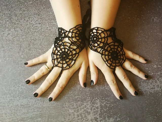 Spiderweb goth arm warmers