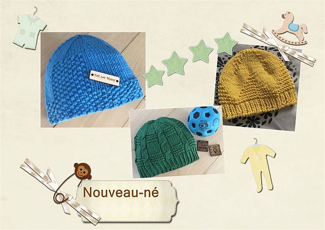 Trio de bonnets en coton
