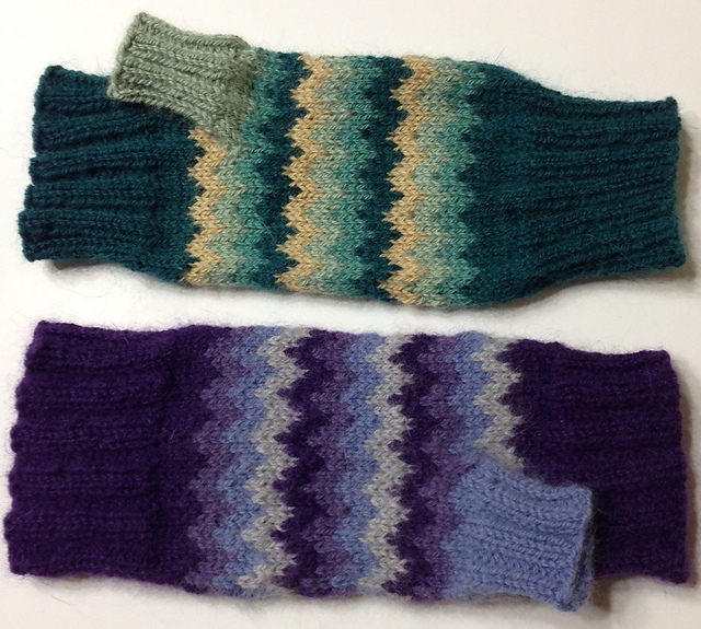 Fair Isle Waves Fingerless Mitts