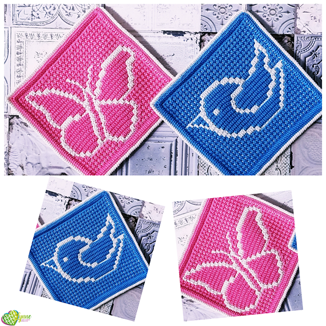 Mosaic Butterfly & Bluebird Potholders