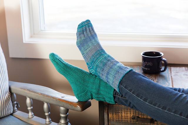 Toe Up Garter Rib Socks