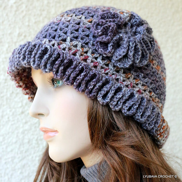 Ravelry: LyubavaCrochet's Women Crochet Hat With Flower In Casual Gray