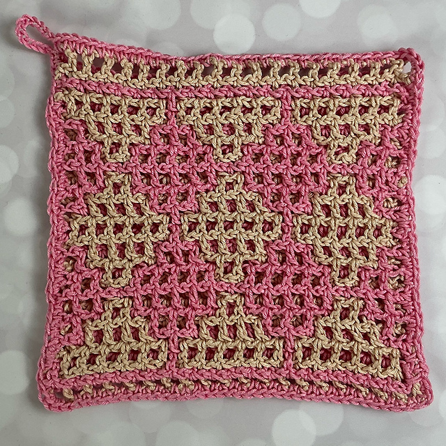 Mosaic Crochet Dishcloth - Mirrored Diamonds