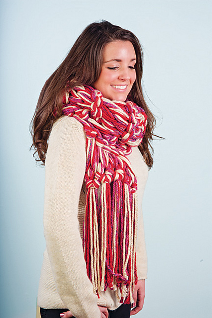 Fringed Arm Knit Garter Stitch Scarf
