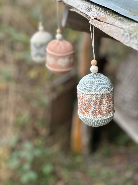 Tunisian Knitted Norwegian Christmas Ornaments