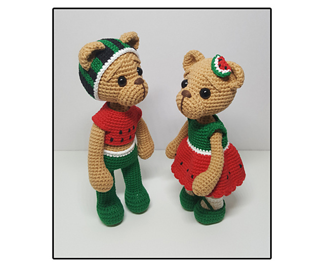 amigurumi WATERMELON BEAR COUPLE