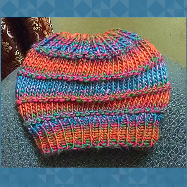 Subtle Ridges Messy Bun Beanie