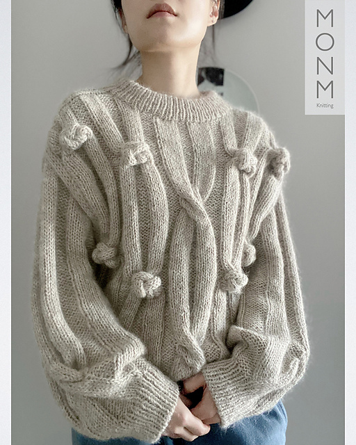 Jomon Pullover Bobble Sweater Knitting Pattern by Keiko