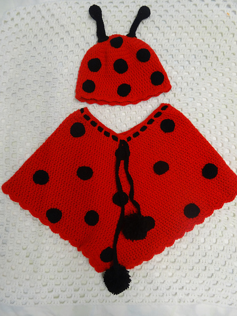 Lady Bug Beanie & Poncho