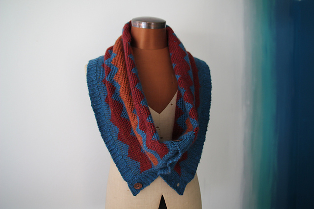 Arete crocheted shawl with steeking
