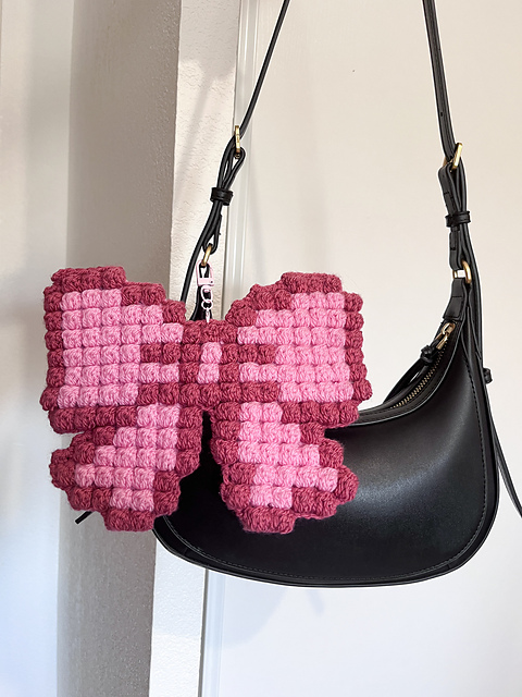 Pixel bow bag charm