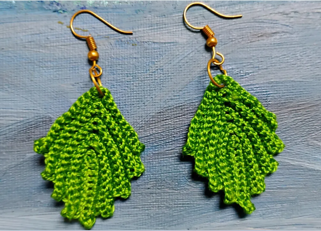 Crochet Leaf Earrings