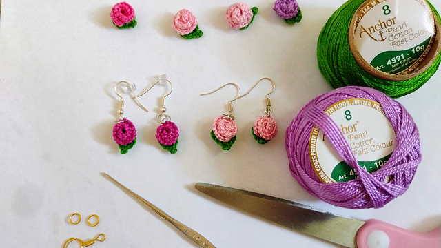 Mini Rose Dangle Earrings