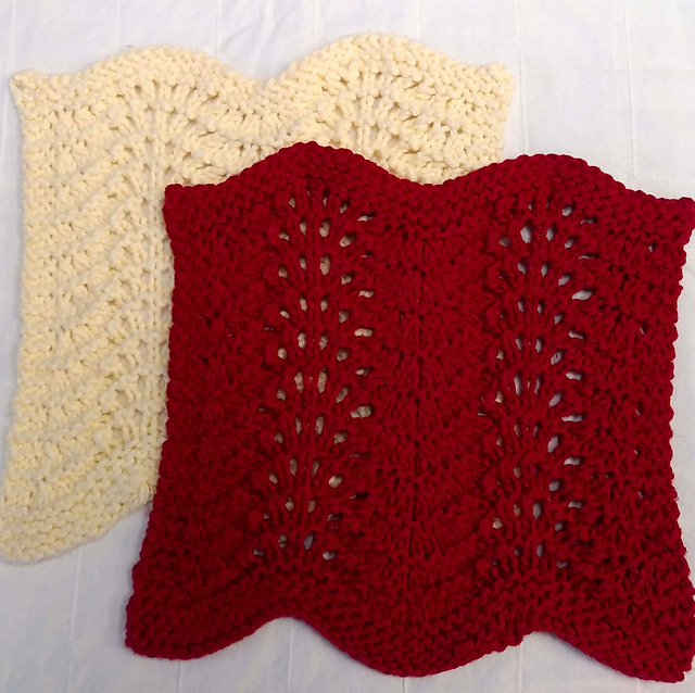 Old Shale - Feather and Fan Dishcloth