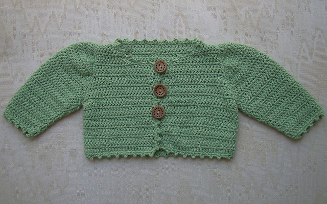Jacket with set in sleeves and picot edges