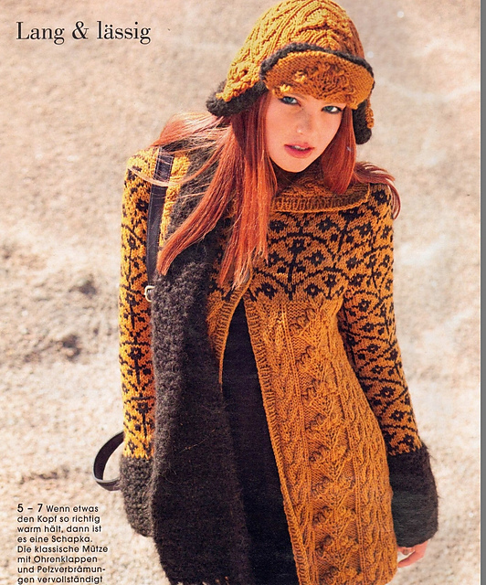 # 5 - 7 Jacke in Muskat mit Schal und Mütze