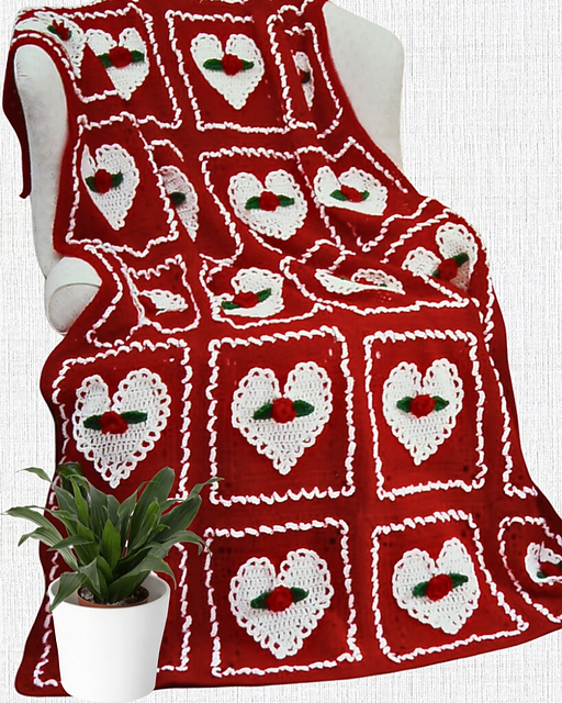Valentine's Heart Afghan