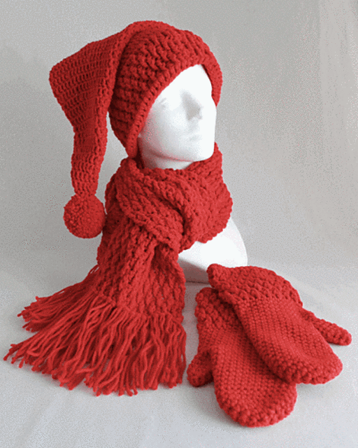 Stocking Hat, Scarf and Mitten Set