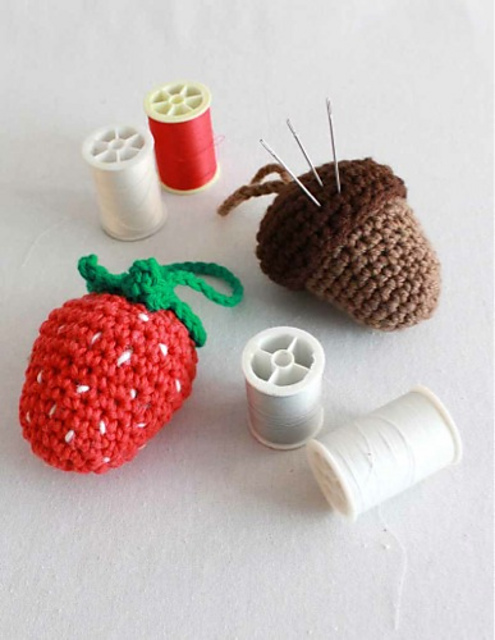 Strawberry & Acorn Pincushions