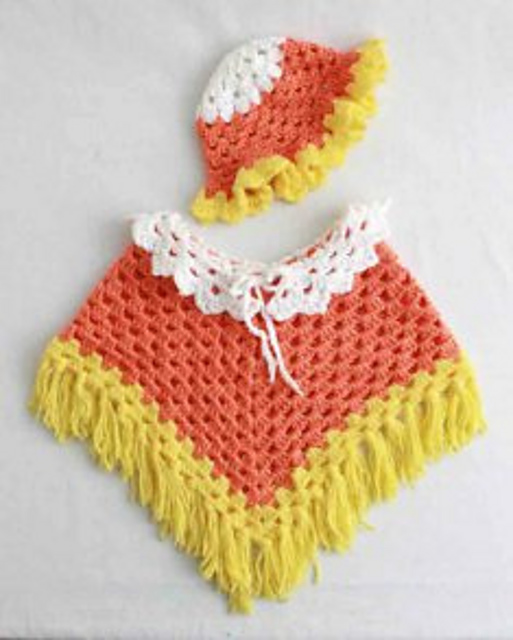 Candy Corn Poncho and Hat - PA349