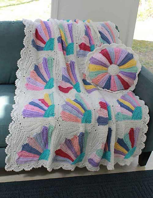 Scrap Fan Afghan and Pillow