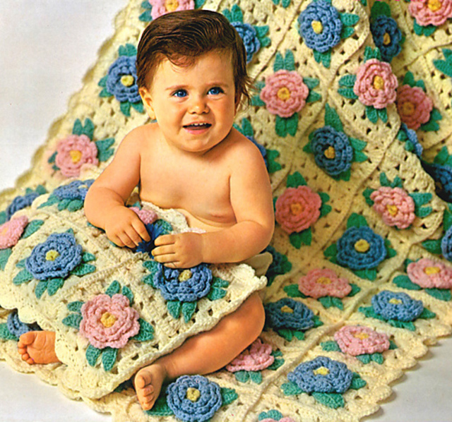 Bed of Rose Baby Afghan & Pillow