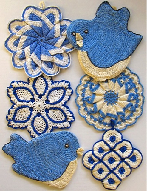 Vintage Blues Potholders