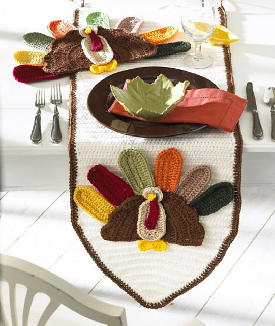 Ravelry Turkey Table Runner and Placemat pattern by Maggie Weldon and