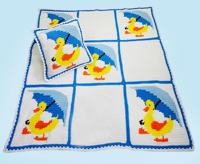 Little Ducky Duddle Afghan and Pillow - PA847
