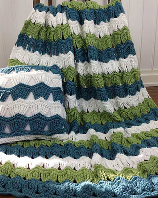 Victorian Ripple Afghan & Pillow Set