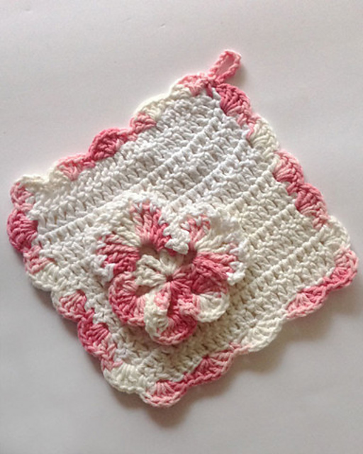 Pink Pansy Dishcloth