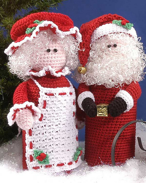 Santa & Mrs. Claus Bottle Toppers