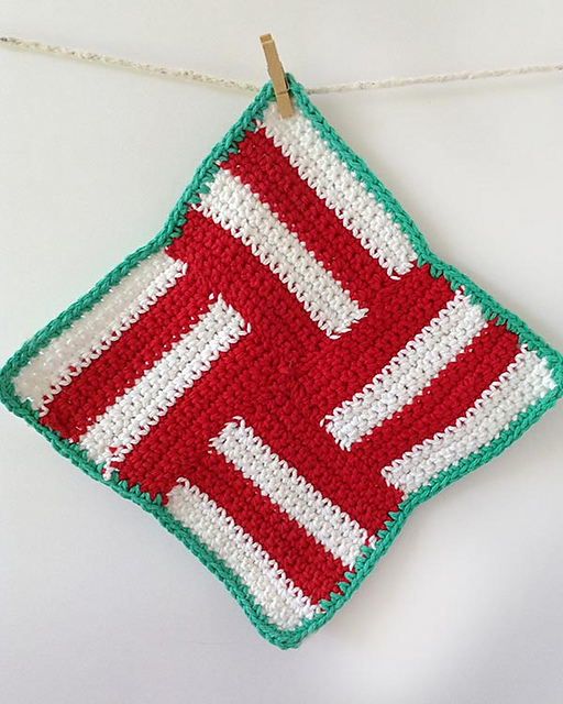 Candy Cane Block Dishcloth - PB167