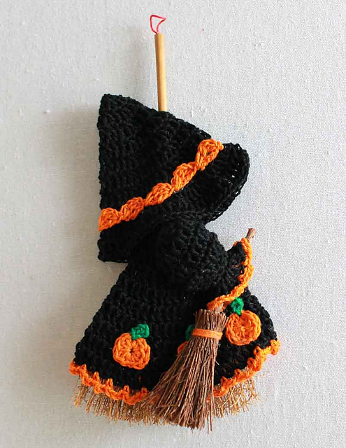 Witch Mini Broom Doll
