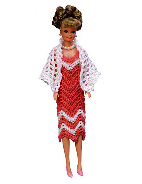 Ripple Dress & Shawl for a Fashion Doll