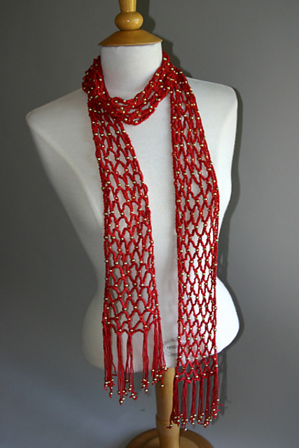Red Beaded Scarf