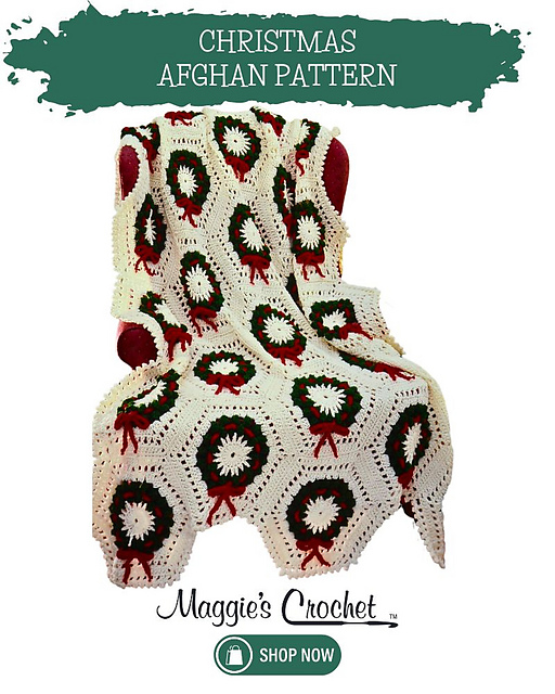 Ravelry Christmas Wreath Afghan pattern by Maggie Weldon