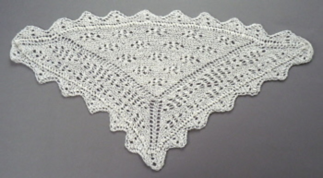 Triangular Shawl with Border & Lace