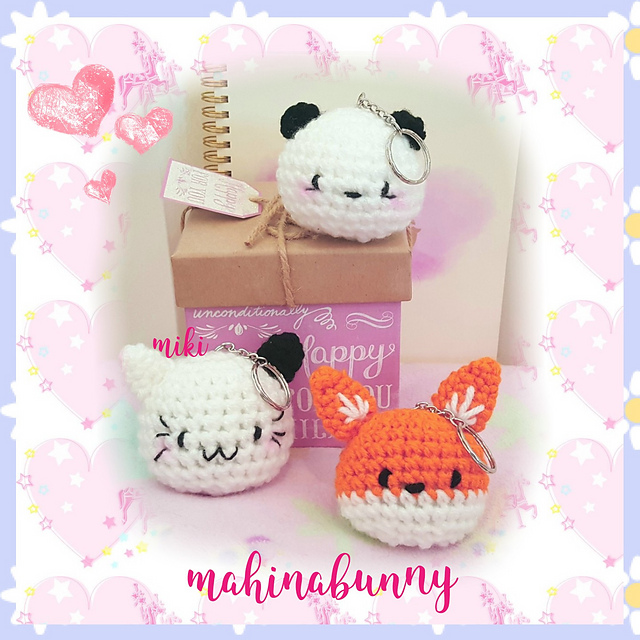 Cute Fox, Cat & Panda Keychains